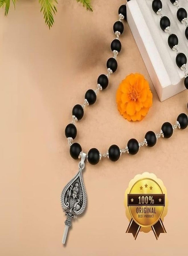DIVISHA Lord Murugan Shastra Pendant with Silver Cap Karungali Mala | 54 Ebony Beads |Certified Spiritual Jewellery, Pooja, Meditation, Healing Energy | For Men & Women (Lord Murugan Shastra Pendant) - Image 3
