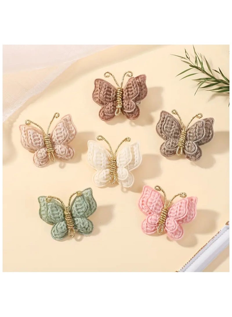 مجموعة من 4 قطع مشبك شعر فراشة مضفر من خيوط الصوف للبنات – إكسسوار شعر أنيق وجذاب - Image 4