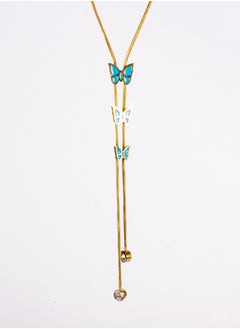 The Black Pearl Accessories Blue Butterflies Stainless Steel Golden Necklace Pendant  - Image 1