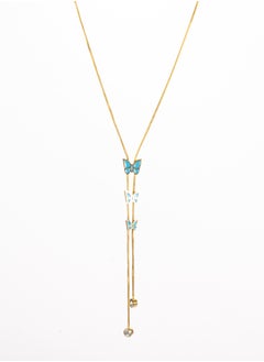 The Black Pearl Accessories Blue Butterflies Stainless Steel Golden Necklace Pendant  - Image 2