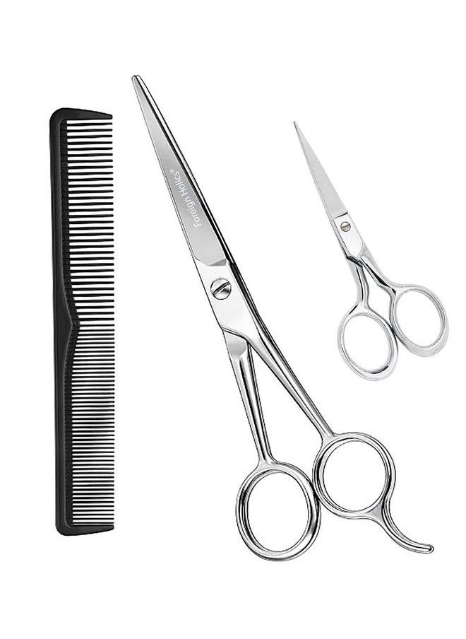 Foreign Holics - Professional Stainless Steel Hair Cutting Scissor Barber Scissor 6.5 & 4 Inch With Comb For Salon & Home Use - Image 1