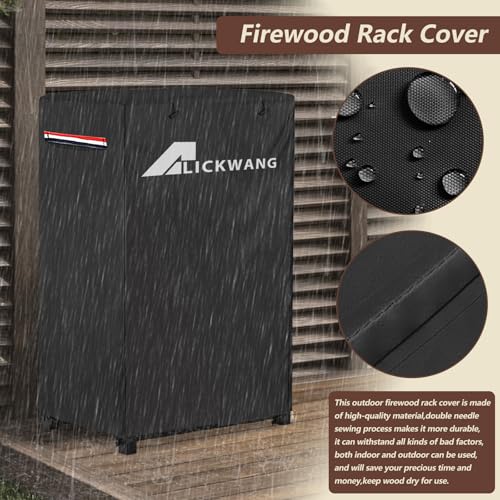 Alickwang 17 Inch Firewood Rack Cover,Heavy Duty 600D Waterproof Outdoor Firewood Storage Rack Cover,Wood Rack Cover for 2-Tiers Small Log Holders for Firewood.(14" D x 17" W x 30" H,Cover Only) - Image 4