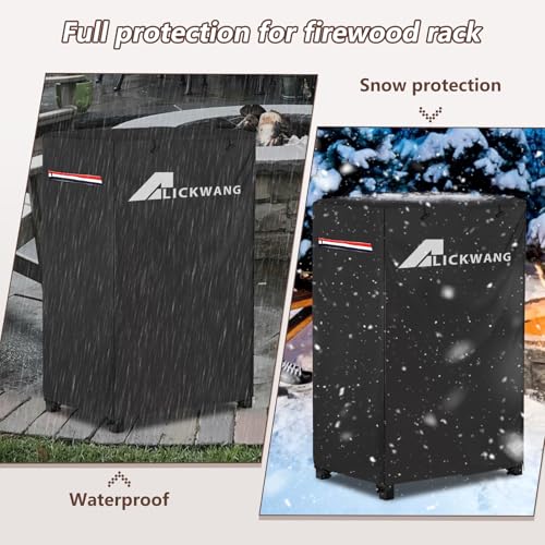 Alickwang 17 Inch Firewood Rack Cover,Heavy Duty 600D Waterproof Outdoor Firewood Storage Rack Cover,Wood Rack Cover for 2-Tiers Small Log Holders for Firewood.(14" D x 17" W x 30" H,Cover Only) - Image 5