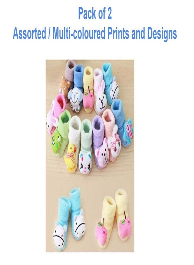 Unique Ideas Cotton New Born Cartoon Soft Modern Socks Cum Shoes - Pack Of 2 Pairs - Unisex (Colour And Design May Vary - 0-6 Months), Multicolor - Image 4