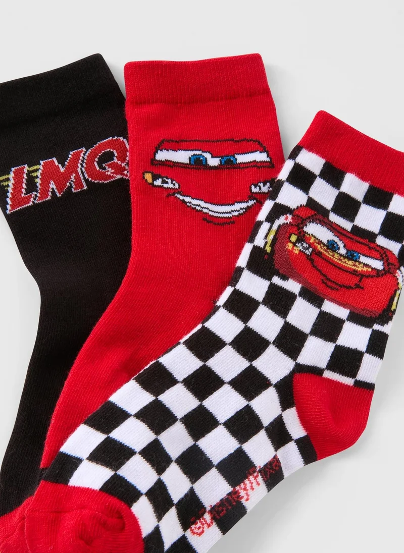 Matalan Cars 3 Pack Lightning McQueen Socks