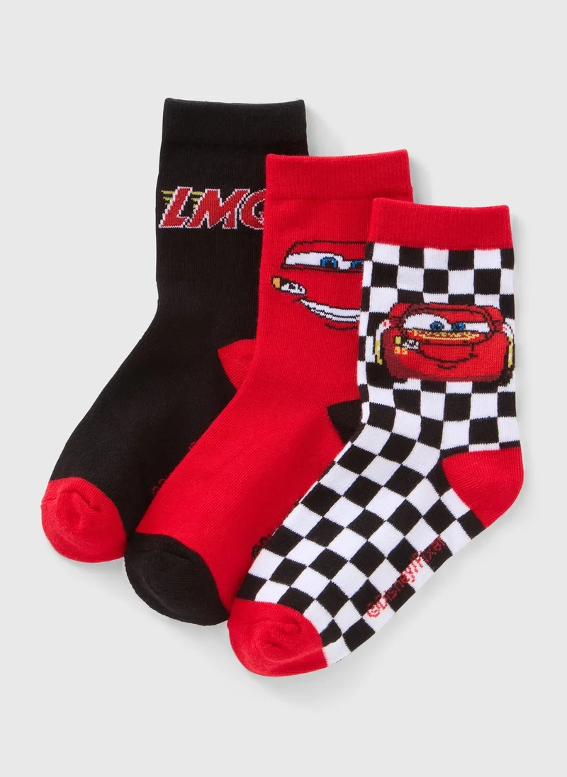Matalan Cars 3 Pack Lightning McQueen Socks