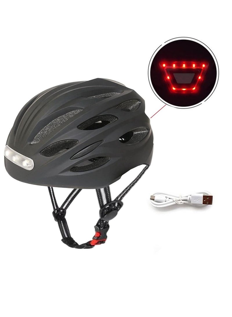 OVERS Cycling helmet with USB rechargeable LED lights in the back and front. - Image 1