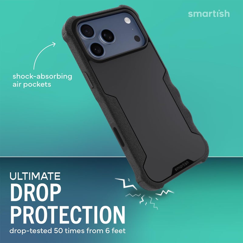 SmartishÂ® iPhone 17 Pro Max MagSafe Case - Gripzilla Protective Magnetic Case for Men [Rugged + Tough] Military Grade Heavy Duty Grip Armor - Drop Tested for iPhone 17 Pro Max - Black Tie Affair - Image 2