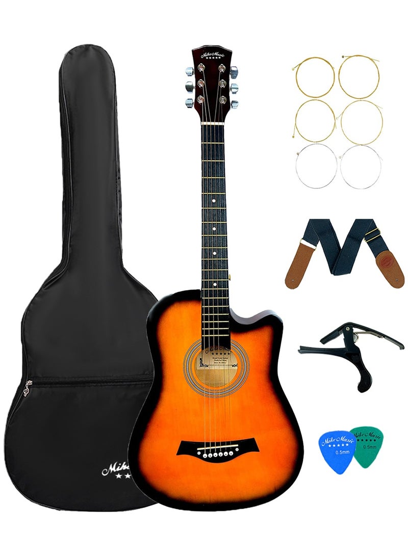 Mike Music Mike Music 38-Inch Acoustic Guitar with Bag, Strings, Capo, Picks & Strap -Sunburst  - Image 1