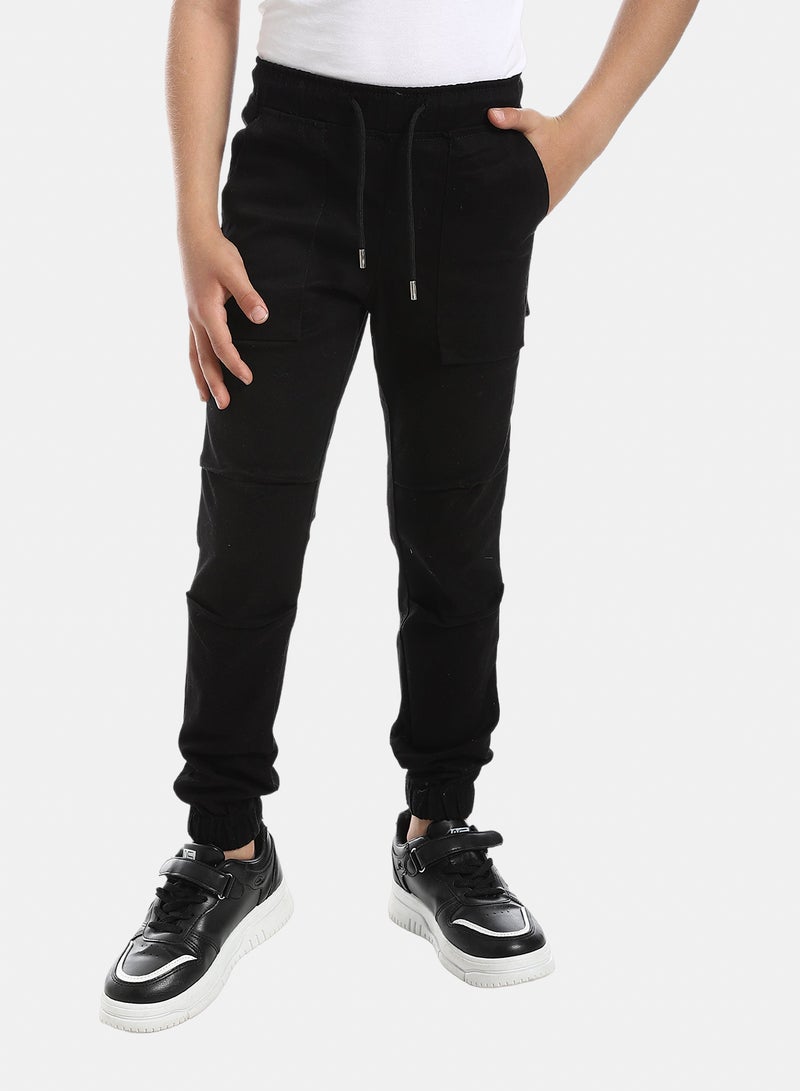 Andora Solid Gabardine Baggy Pants - Black - Image 1
