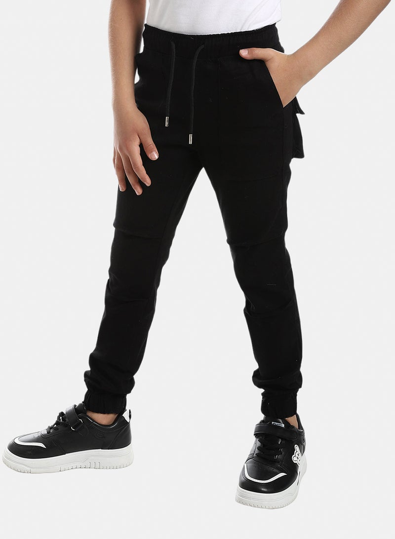 Andora Solid Gabardine Baggy Pants - Black - Image 3