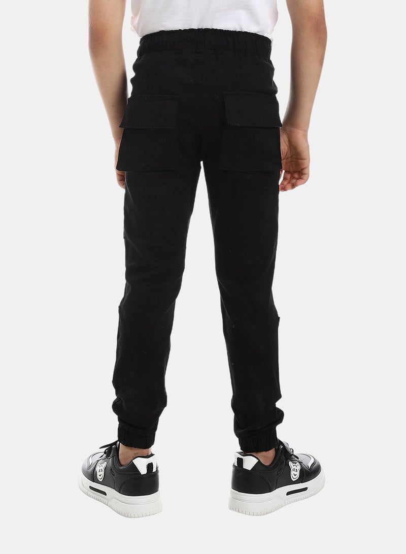 Andora Solid Gabardine Baggy Pants - Black - Image 5
