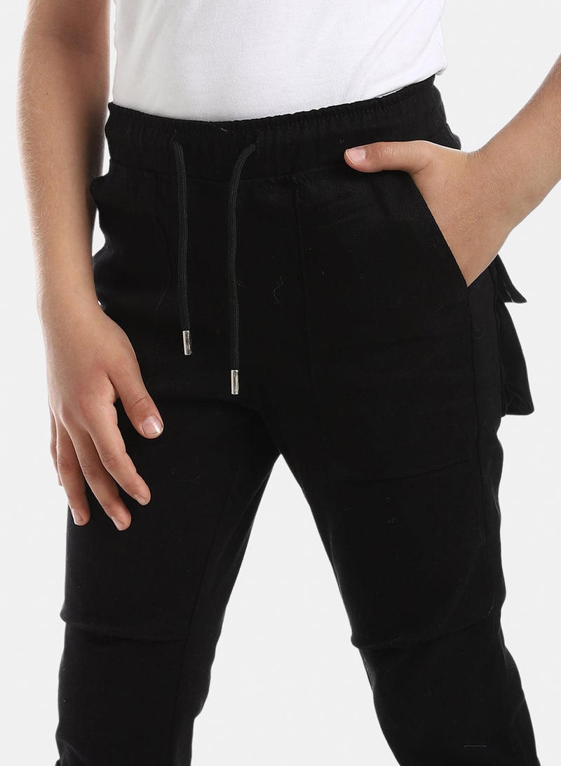 Andora Solid Gabardine Baggy Pants - Black - Image 2