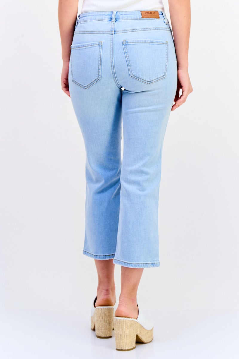 ONLY Women Regular Fit Washed Stretchable Crop Denim, Light Blue - Image 4