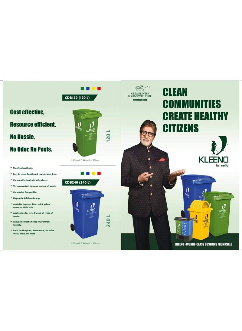 Kleeno Cello Kleeno Dome Lid Plastic Garbage Dustbin Bucket 80 LTR Blue  - Image 5