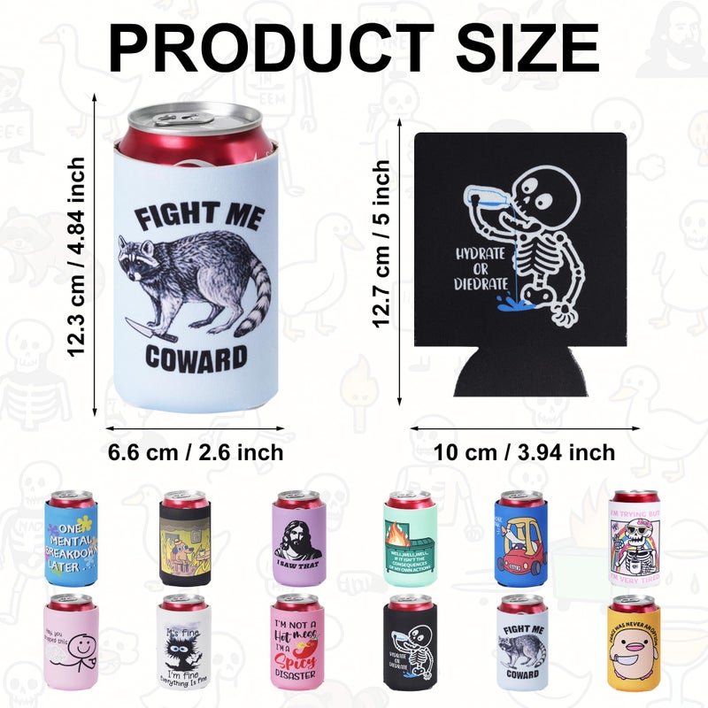 Merrypuls 12 Pack Funny Can Cooler Sleeves â€“ Neoprene Can Sleeves Collapsible Drink Holder for Cans and Bottles â€“ Drink Cooler Sleeves for Parties, Gifts, BBQs, Beach, Bachelor, Bachelorette - Image 3