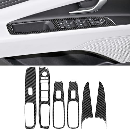 YAMUDA Compatible with 6 PCS Rising Window Panel Soft Carbon Fiber Decorative Accessories for Hyundai Elantra 2021 2022 2023 2024(Black) - Image 1