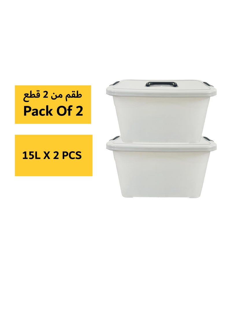 كونسيبت هوم صندوق تخزين متعدد الأغراض من البلاستيك الشفاف مع عجلات وغطاء قابل للقفل 15 لتر  شفافً /رمادي - Image 4