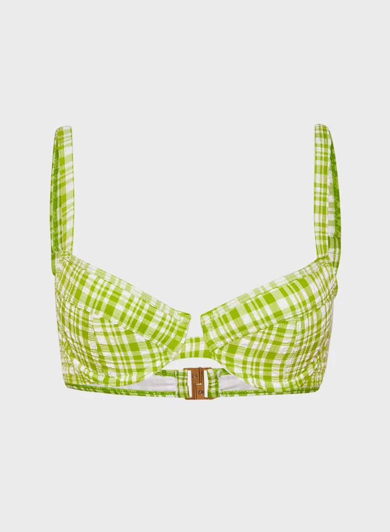 RIVER ISLAND Gingham Underwired Bikini Top