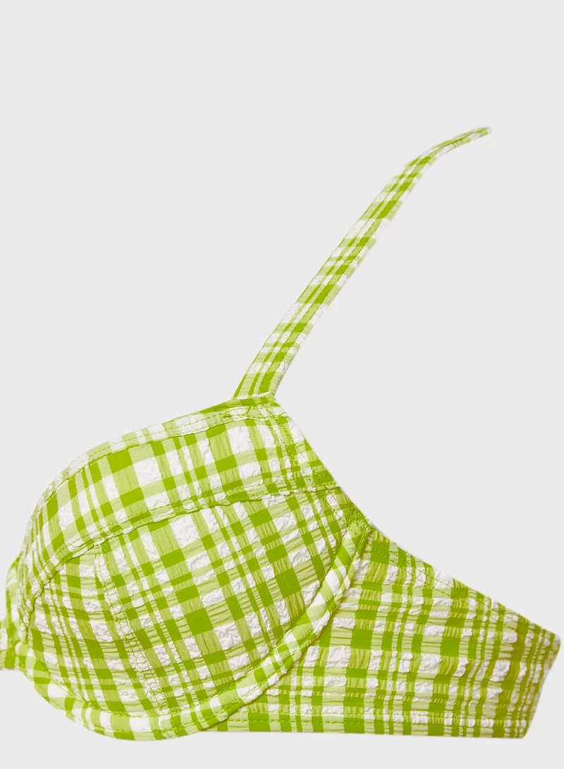 RIVER ISLAND Gingham Underwired Bikini Top