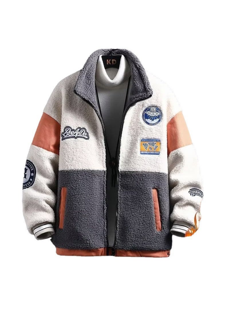 Generic - Winter Mens Sherpa Jacket Casual Korean Style Thickened Fleece Coat Blue - Image 1