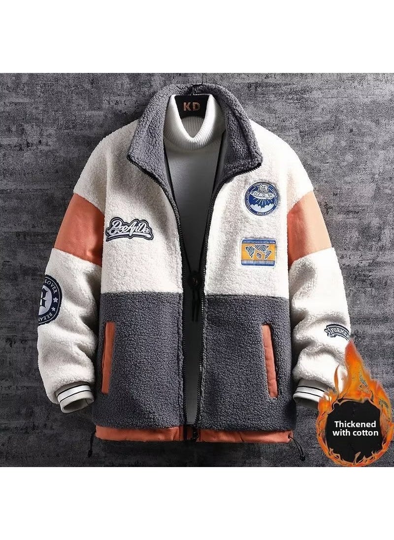 Generic - Winter Mens Sherpa Jacket Casual Korean Style Thickened Fleece Coat Blue - Image 1