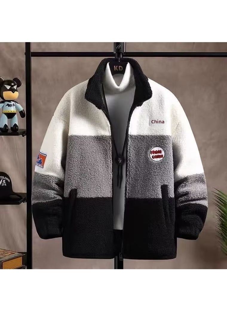 Generic - Winter Mens Sherpa Jacket Casual Korean Style Thickened Fleece Coat Blue - Image 1
