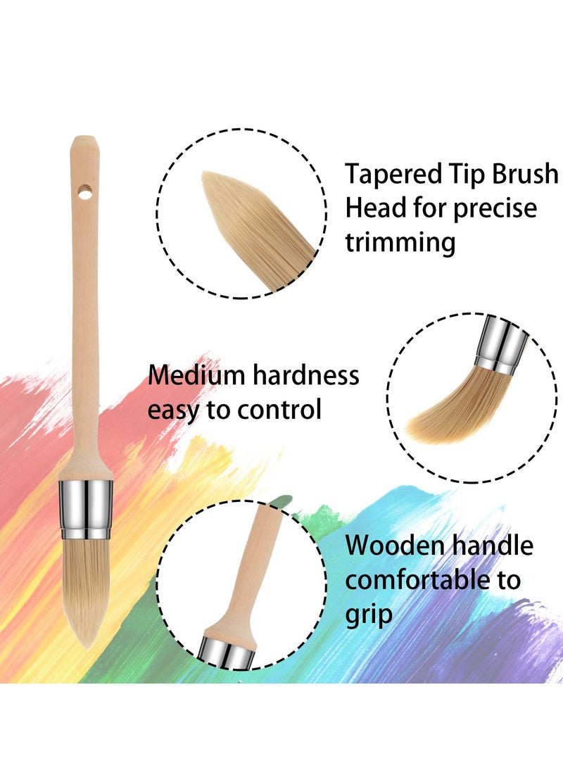 SYOSI Round Pointed Paint Brush, Trim Painting Tool,  Edge Painting Tool with Wooden Handle, Small Paint Brushes for Walls, Round Paint Brush for House Wall Edges, Trim Paint Brushes 4 Pieces - Image 4