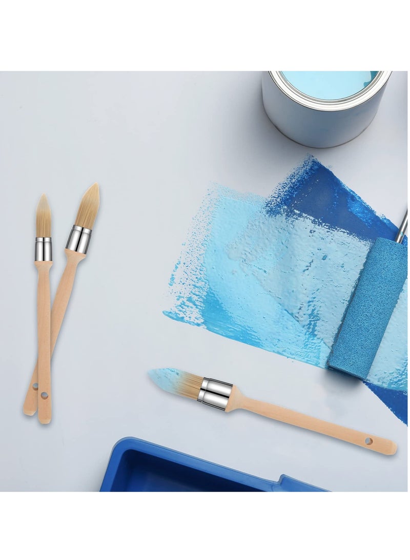 SYOSI Round Pointed Paint Brush, Trim Painting Tool,  Edge Painting Tool with Wooden Handle, Small Paint Brushes for Walls, Round Paint Brush for House Wall Edges, Trim Paint Brushes 4 Pieces - Image 5