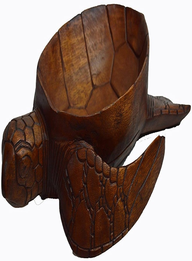 WorldBazzar Hand Carved Mahogany Wood Nautical Turtle Bowl, Brown, medium - Image 2
