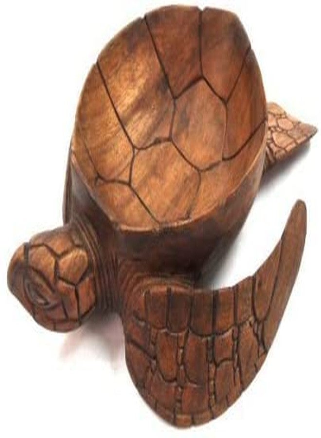 WorldBazzar Hand Carved Mahogany Wood Nautical Turtle Bowl, Brown, medium - Image 1