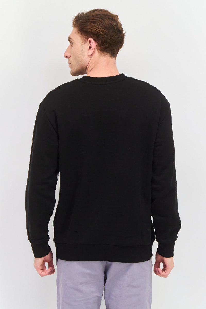 Selected Homme Men Crew Neck Long Sleeve Solid Sweatshirt, Black - Image 2