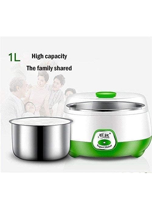 SHOPELLA - SHOPELLA Yogurt Maker Machine 1 Liter Automatic DIY Yogurt Maker with Temperature Control Plastic and Stainless Steel Inner Container Home Kitchen Appliance Multicolor - Image 1