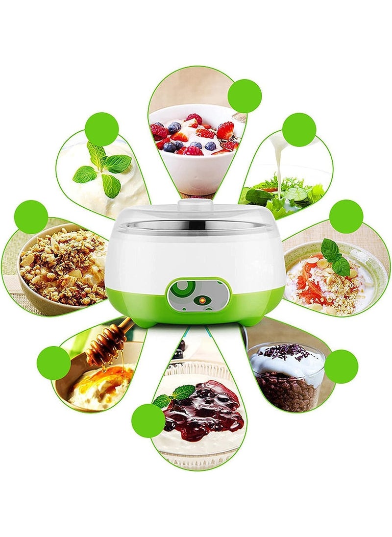 SHOPELLA - SHOPELLA Yogurt Maker Machine 1 Liter Automatic DIY Yogurt Maker with Temperature Control Plastic and Stainless Steel Inner Container Home Kitchen Appliance Multicolor - Image 1