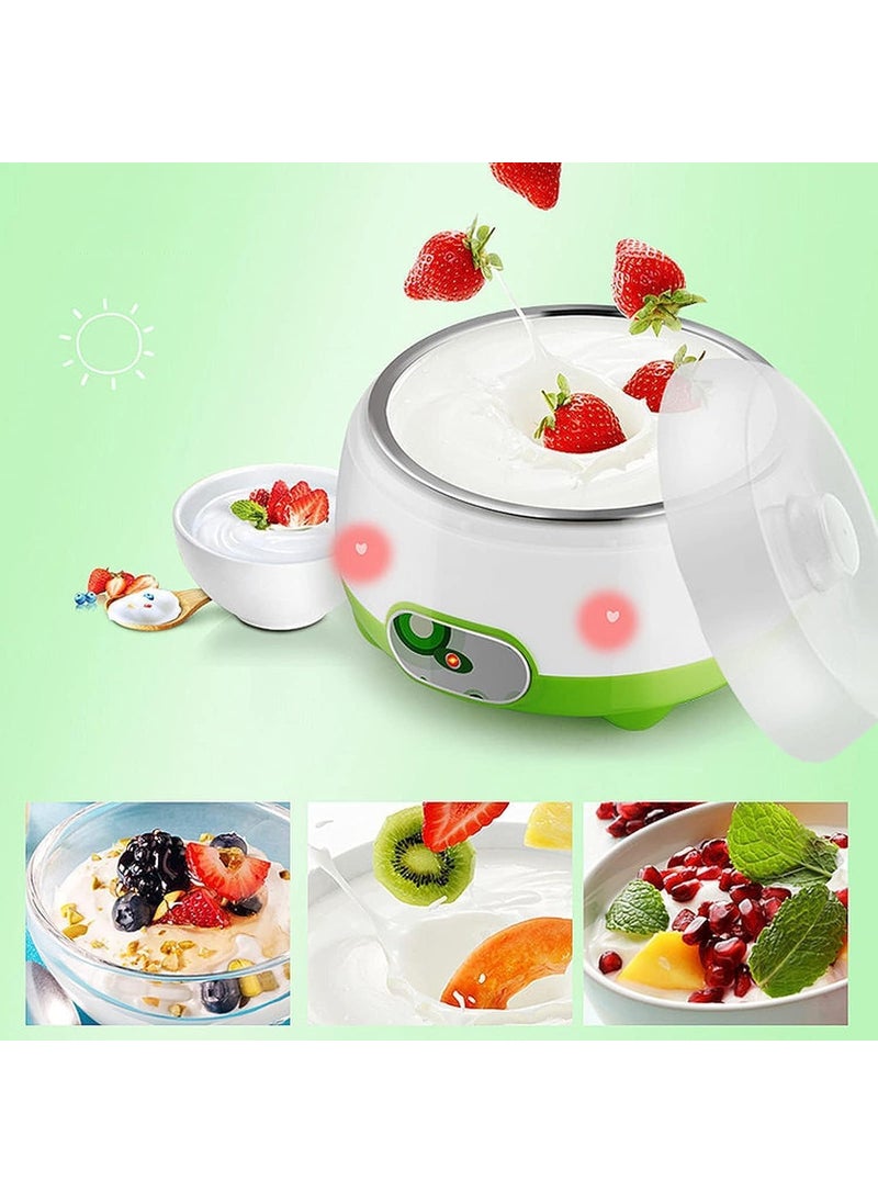 SHOPELLA - SHOPELLA Yogurt Maker Machine 1 Liter Automatic DIY Yogurt Maker with Temperature Control Plastic and Stainless Steel Inner Container Home Kitchen Appliance Multicolor - Image 1
