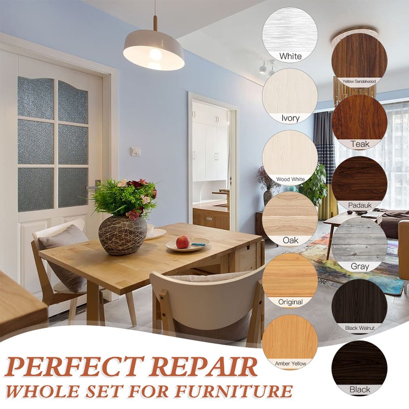 SEISSO Wood Furniture Repair Kit, 42 Pcs Wood Filler and Touch Up Markers with Wax Sticks, Vinyl Floor Repair Kit for Scratches, Cracks, Holes, Discoloration for Door, Stain, Floor, Table, Cabinet - Image 2