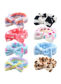 3 otters 3 otters Spa Headband, 8 Pack Spa Headband for Washing Face Bow Hair Band Fluffy Makeup Headbands, Soft Coral Fleece Head Wraps to Facial Clean, Shower Washing  - Image 1