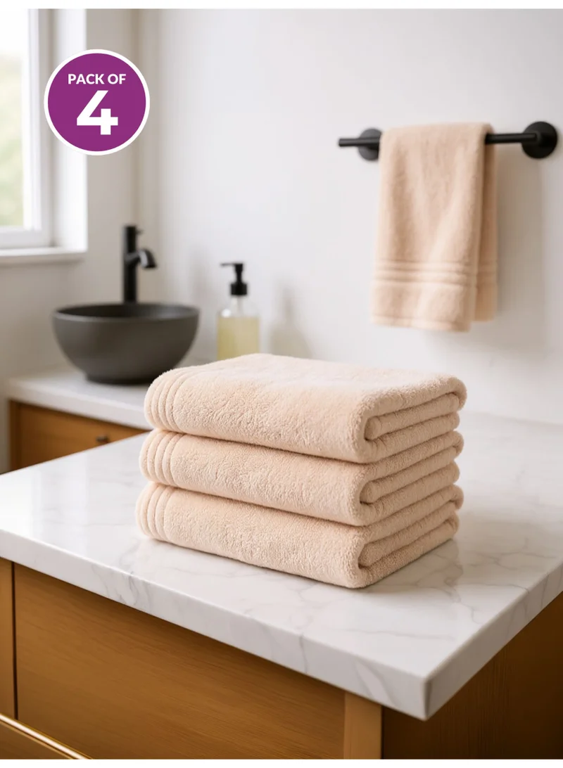 Donetella Hand Towel (4 Pack , 50 X 90 cm) - Microfiber 330 GSM - Ultra Soft & Highly Absorbent Quick Dry , Lightweight Solid Hand Towel for Bathroom, Gym, Spa & Travel.