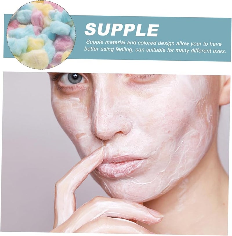 كرات قطن ملونة لغسل وجه المولود الجديد، وسائد ناعمة ماصة، وردي أصفر أزرق، صديقة للبشرة، عبوة كبيرة - Image 4