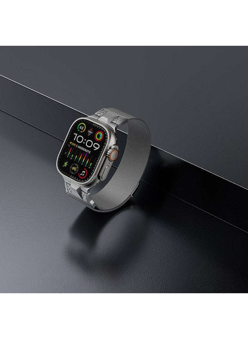 ZORE - Apple Watch Compatible Ultra 49MM KRD-107 Metal Mesh Strap-Starlight - Image 1