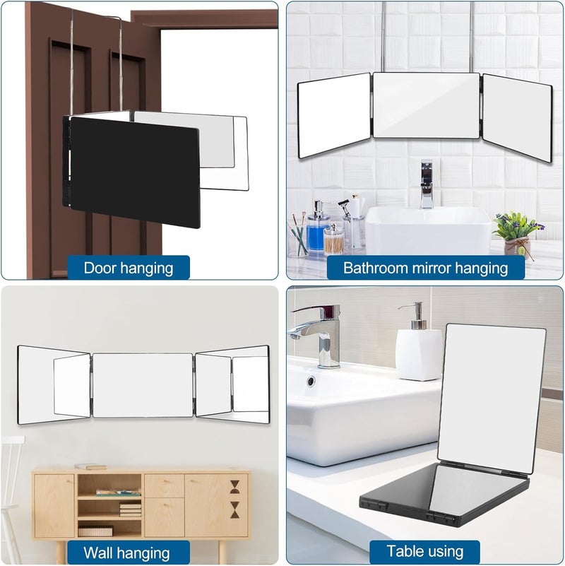 RELEMTRA RELEMTRA Mirror with Height Adjustable Telescoping Hooksand 5X Magnification Mirrorfor Makeup Hair Styling 3 Way Mirror for Hair Cutting360 Trifold  - Image 5