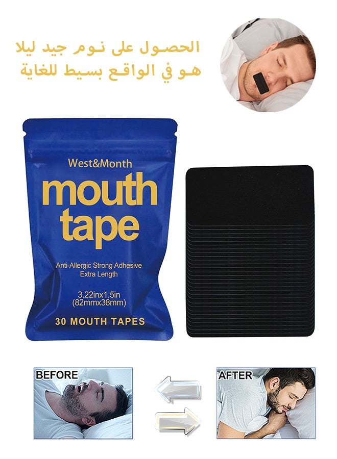 WEST MONTH 30 PCS Mouth Tape for Sleeping, Anti-snoring nose patch, Reduces Mouth Breathing Improves Nighttime Sleep and Provides Immediate Snoring Relief for Men And Women - Image 1