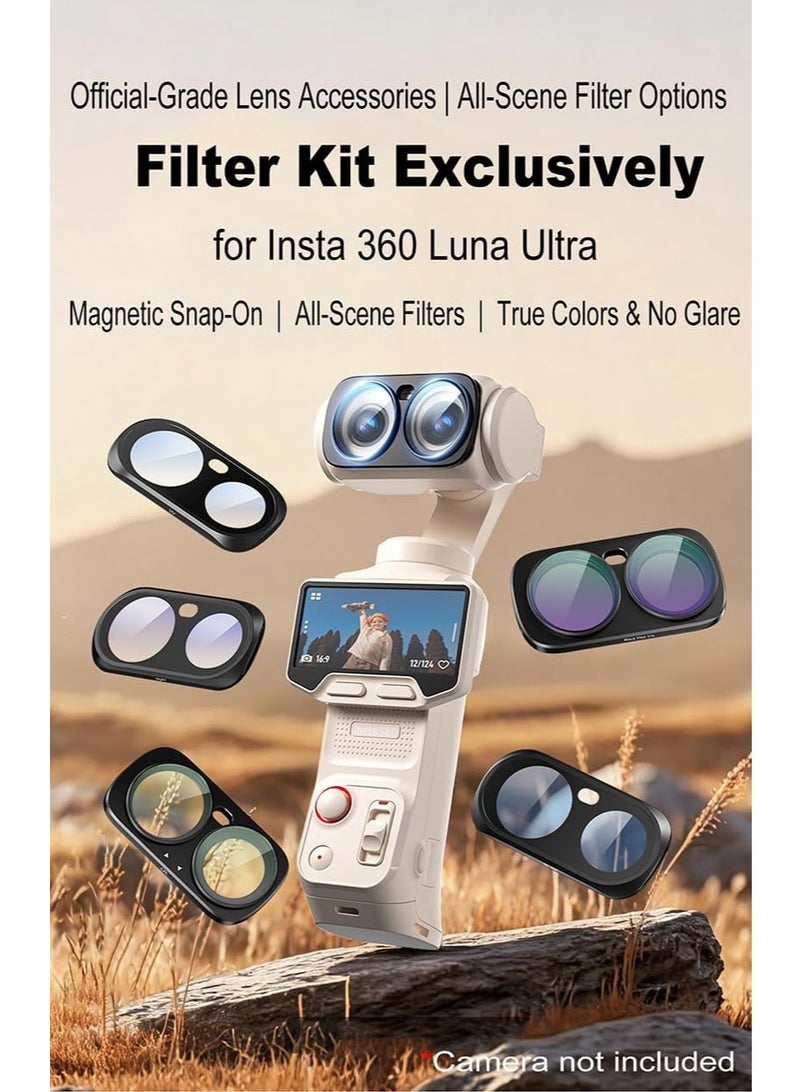 CYNOVA Magnetic Filter Kit Compatible with Insta360 Luna Ultra, 4 in 1 ND8 + ND32 + 1/4 Black Mist + CPL Polarizer for Pro Outdoor Creator Kit (4-in-1 For Outdoor Adventure Video Kit) - Image 2