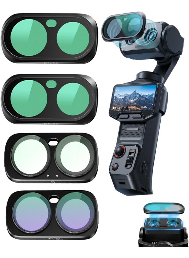 CYNOVA Magnetic Filter Kit Compatible with Insta360 Luna Ultra, 4 in 1 ND8 + ND32 + 1/4 Black Mist + CPL Polarizer for Pro Outdoor Creator Kit (4-in-1 For Outdoor Adventure Video Kit) - Image 1