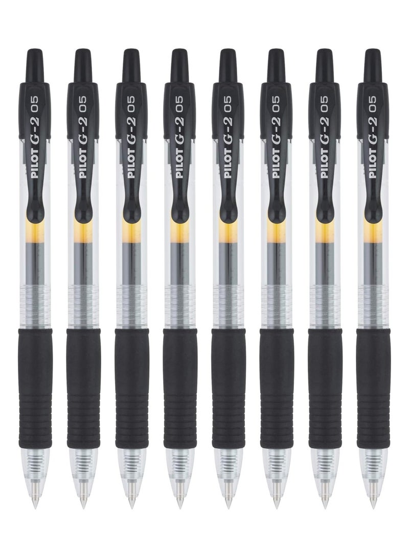 Pilot G2 Premium Gel Roller Pens Extra Fine Point 0.5 mm Pack of 8 Black - Image 1