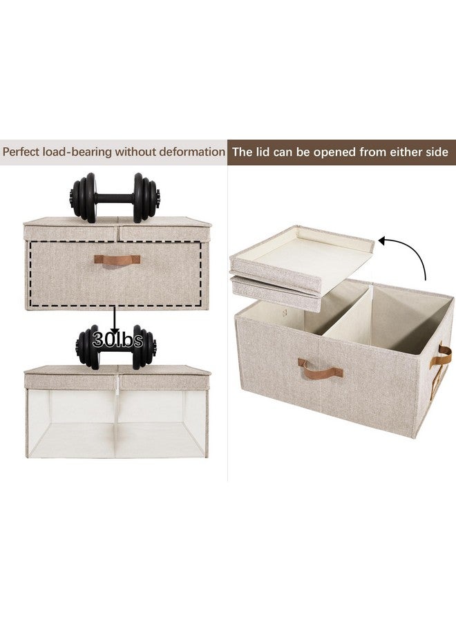 StorageWorks Extra Large Storage Bins with Lids, 55L Decorative Organizer with Divider Board, Fabric Boxes with Handles, Mixing of Brown & Beige, 2-Pack - Image 3