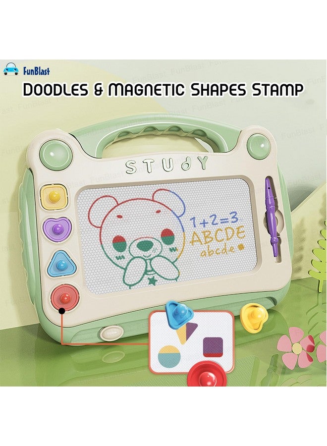فنبلاست لوح مغناطيسي من فن بلاست ماجيك سليت للأطفال، لعبة تعليمية للأطفال مع رسومات وأشكال مغناطيسية، متعدد الألوان (أخضر) - Image 4
