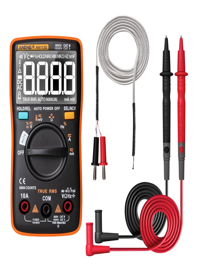 ANENG AN113D Digital Multimeter Electrical Meter 6000 Counts DC/AC Current Voltage Tester Meters True RMS Auto Ranging LCD Display Temperature Measurement - Image 1