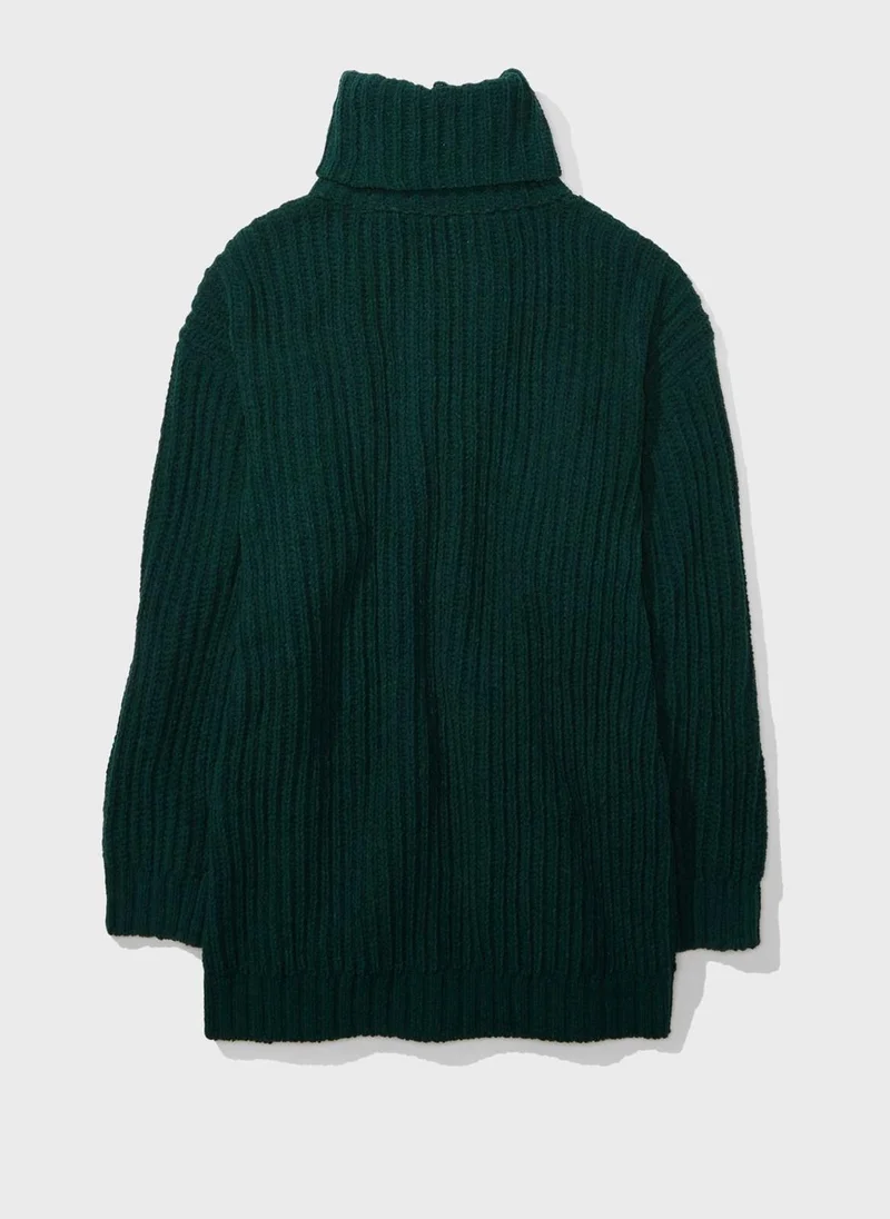 American Eagle Turtle Neck Ribbed Dress