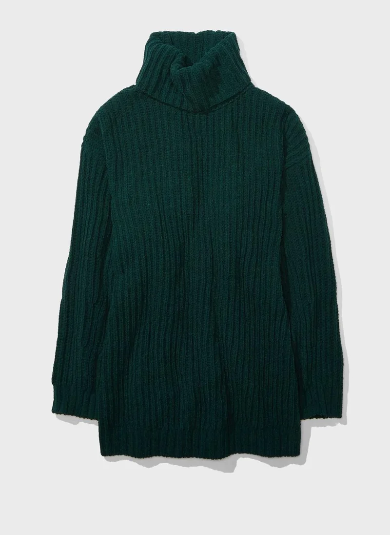 American Eagle Turtle Neck Ribbed Dress